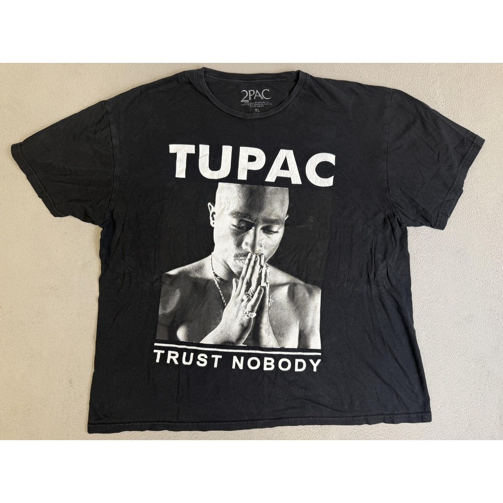 Tupac Shirt Mens XL Black Trust Nobody Rap Tee Hip Hop Graphic Album 2Pac 2023‎